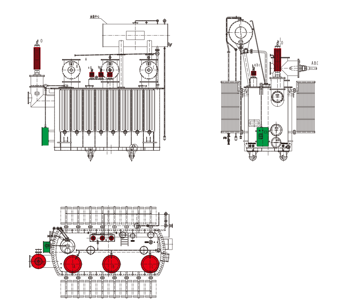 220kv Three phase on-load voltage regulating transformer